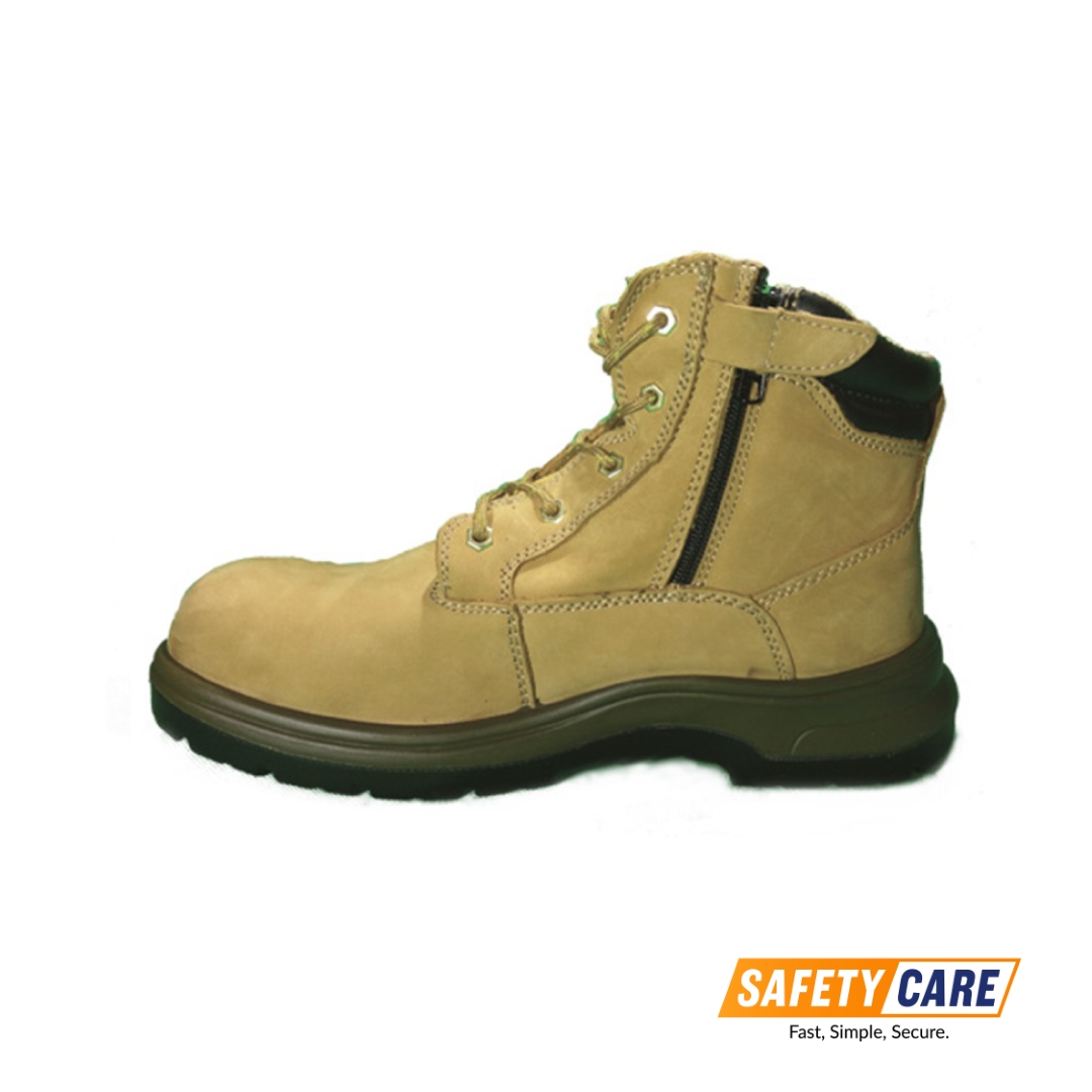D&D Mid Cut Lace Up with side Zip Safety Footwear- 8878