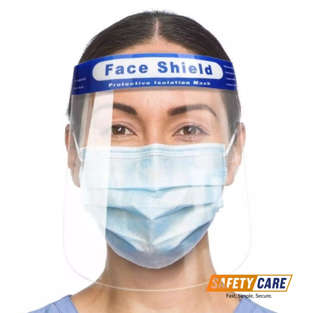 Woman wears face shield